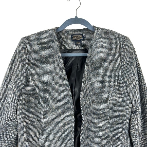 Pendleton Sz S NWT Women's Gray Blue Open Front Long Sleeve Wool Blazer - Picture 2 of 15